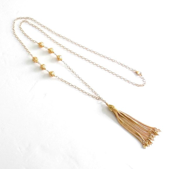 Sterling SILVER Tassel LONG Necklace - Picture 1 of 7